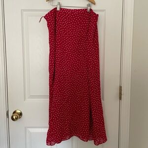 Vintage Red and White Polka Dot Maxi Skirt